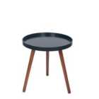 Black MDF and Brown Pine Wood Round Table K/D