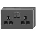 BG 13A Double Pole Screwless Flat Plate Double Switched Power Socket - Black Nickel - Pack of 5
