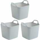 Wham 8L Grey Flexi-Store Square Tub Set of 4