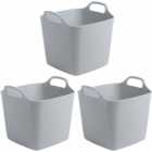 Wham 15L Grey Flexi-Store Square Tub Set of 3