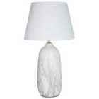 Premier Housewares Welma Table Lamp in White Ceramic with White Fabric Shade