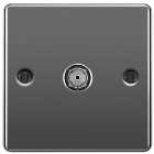 BG Screwed Raised Plate Single Socket For Tv Or Fm Co-Axial Aerial Connection - Black Nickel