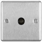 BG Screwed Raised Plate Single Socket For Tv Or Fm Co-Axial Aerial Connection - Brushed Steel