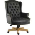 Teknik Chairman Leather Faced Swivel Chair - Black