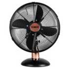 Tower Cavaletto 12" Metal Desk Fan - Black and Rose Gold