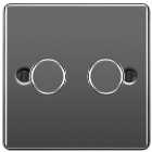 BG 400W 2 Way Push On / Off Screwed Raised Plate Double Dimmer Switch - Black Nickel