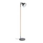 Premier Housewares Bryant Floor Lamp in Wood & Metal - Grey