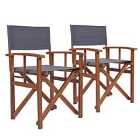 Charles Bentley Pair Of Folding Wooden Directors Chairs - Grey