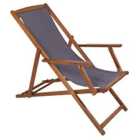 Charles Bentley Eucalyptus Wooden Beach Deck Chair - Grey