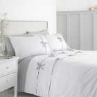 Catherine Lansfield Milo Bow White and Grey Duvet Cover and Pillowcase Set