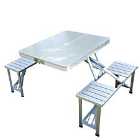 Outsunny Portable Folding Picnic Table and Chair Set - Silver