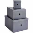 Wilko Grey Storage Boxes 3 Pack