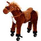 Jouet Kids Plush Ride On Walking Horse with 50cm Seat Height & Sound - Brown