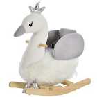 Jouet Kids Plush Rocking Swan with Sound, Handlebars & Seat Belt - White/Grey