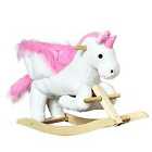 Jouet Kids Plush Ride On Unicorn Rocking Horse - Pink/White