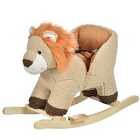 Jouet Kids Plush Rocking Lion with Sound Button & Seat Belt - Brown/Cream
