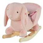 Jouet Kids Plush Rocking Rabbit with Sound, Handlebars & Seat Belt - Pink