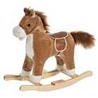 Jouet Kids Classic Plush Rocking Horse with Moving Mouth, Tail & Sounds - Brown