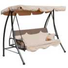 Outsunny 3 Seater 2 in 1 Swing Chair Hammock Bed - Beige