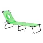 Outsunny Premium Folding Sun Lounger with Reading Hole - Green