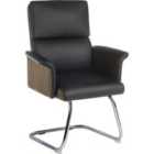 Teknik Elegance Medium Backed Visitor Chair in Supple Black Leather Look Upholstery with Contrasting Chocolate Cross-Woven Accent Fabric