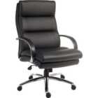 Teknik Samson Heavy-duty Leather Look Executive Chair with Padded Armrests & Sturdy Nylon Base - Black