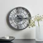Skeleton Clock 30cm Silver