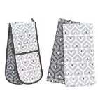 Beau & Elliot VIBE Set of Two Tea Towels and Double Oven Gloves - Slate/Chalk