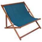 Charles Bentley Wooden Eucalyptus Folding Double Deck Chair - Blue