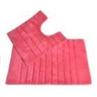 Allure Linear Rib 2 Piece Bathroom Set - Hot Pink