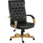 Teknik Warwick Noir Executive Chair w/Button-Tufted Backrest