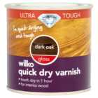Wilko Ultra Tough Quick Dry Gloss Varnish Dark Oak 250ml