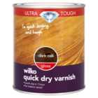 Wilko Ultra Tough Quick Dry Gloss Varnish Dark Oak 750ml
