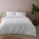 Talia White Tufted 100% Cotton Duvet Cover and Pillowcase Set