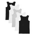 M&S, Pure Cotton Vests, 5 Pack, 2-16 Years, Black Mix