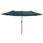 Outsunny 4.6m Double Canopy Parasol (base not included) - Dark Green