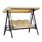 Outsunny 3 Seater Swing Seat with Adjustable Canopy - Beige
