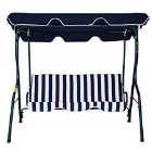 Outsunny Striped 3 Seater Swing Seat - Blue/White