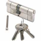 Wilko 40 x 40mm Satin Nickel Euro Profile Double 1 Star Cylinder Door Lock