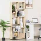 HOMCOM 178cm Eight Shelf Bookcase Multi Size Shelving Unit Light Wood Effect