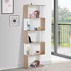 HOMCOM 5 Tier Bookcase Storage Display Shelving S Shape Unit Divider Wood Effect And White