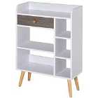 HOMCOM Multi Shelf Bookcase Freestanding Storage With Drawer And Shelves White And Grey