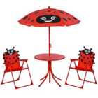 Outsunny Folding Picnic Table Chair Set in Ladybird Design