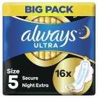 Always Ultra Sanitary Towels Secure Night Extra Size5, 14s