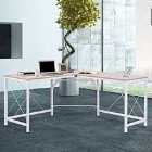 HOMCOM Corner L Shape Desk Workstation Home Office Oak Effect and White