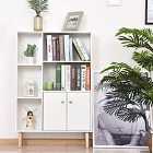 HOMCOM Bookcase Storage Cabinet Shelving Unit Free Standing with Two Doors Wooden White