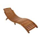 Charles Bentley Wooden Acacia Large Folding Curved Reclining Sun Lounger
