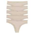 M&S Microfibre & Lace Brazilian Knickers, 5 Pack, 8-18, Natural Mix