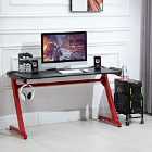 HOMCOM Gaming Computer Desk With Cup Holder Headphone Hook Gamepad Holder Black and Red Large