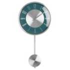 Premier Housewares Pendulum Wall Clock - Silver/Blue